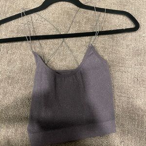 Purple glitter strap tank
